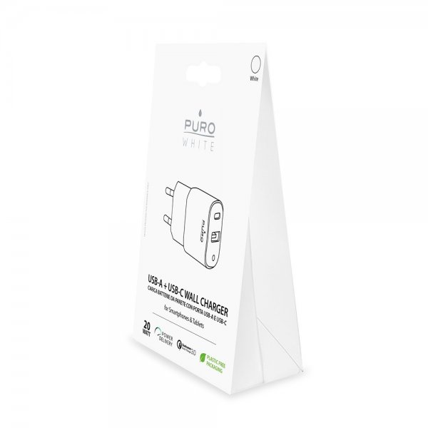 Puro Laddare USB-A + USB-C -seinälaturi 20W