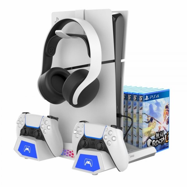 Ipega-latausasema tuulettimella ja pelisäilytyksellä PS5/PS5 Slim -konsolille