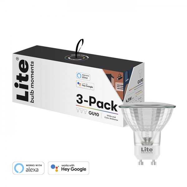 Lite bulb moments White & Color Ambience (RGB) GU10 LED-lamppu - 3-pakkaus