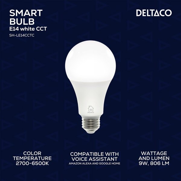 Deltaco Smart Home LED-lamppu E27 WiFi 9W