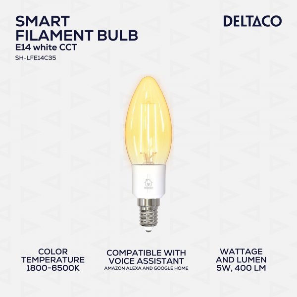 Deltaco Smart Home LED-lamppu Filament E14 WiFi 4.5W
