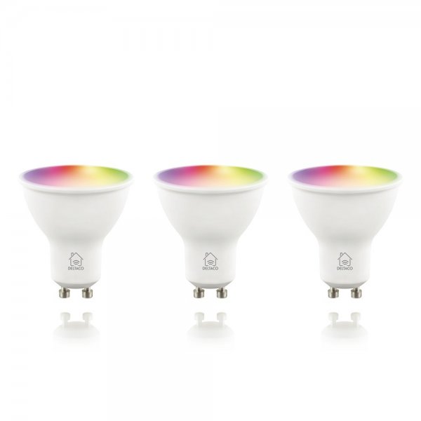 Deltaco Smart Home LED-lamppu GU10 WiFi 5W RGB 3 kpl