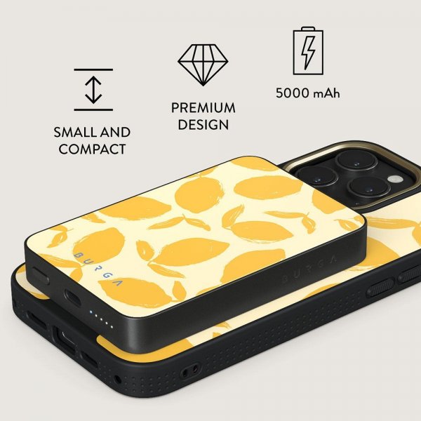 Burga Powerbank MagSafe 5000 mAh Lemon Tart Metalliharmaa