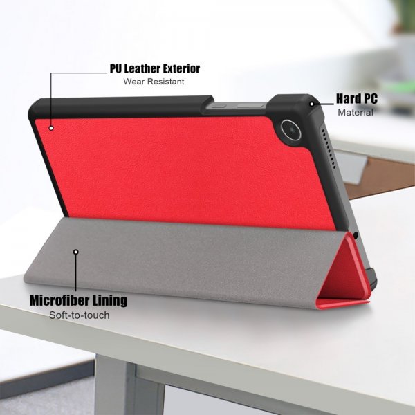 Lenovo Tab M8 (4. sukupolvi) TB300 Kolmiosainen suojakotelo Punainen