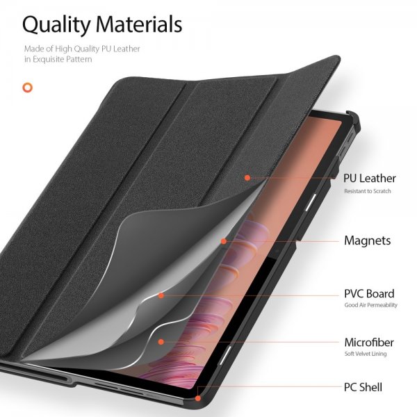Dux Ducis Lenovo Tab Plus -suojakotelo, DOMO-sarja, musta