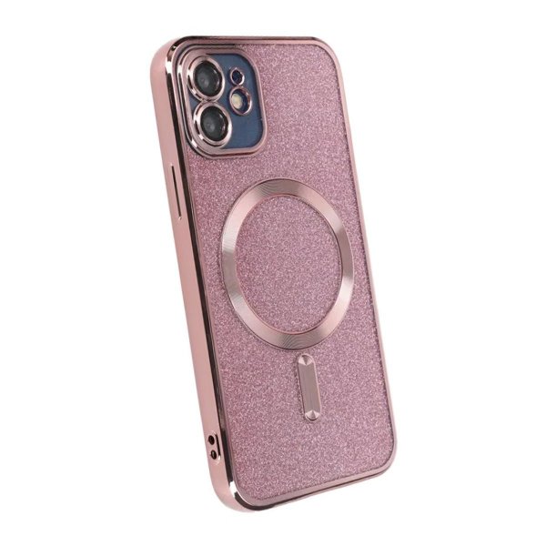 iPhone 11 Suojakuori Glitter Läpinäkyvä MagSafe Vaaleanpunainen