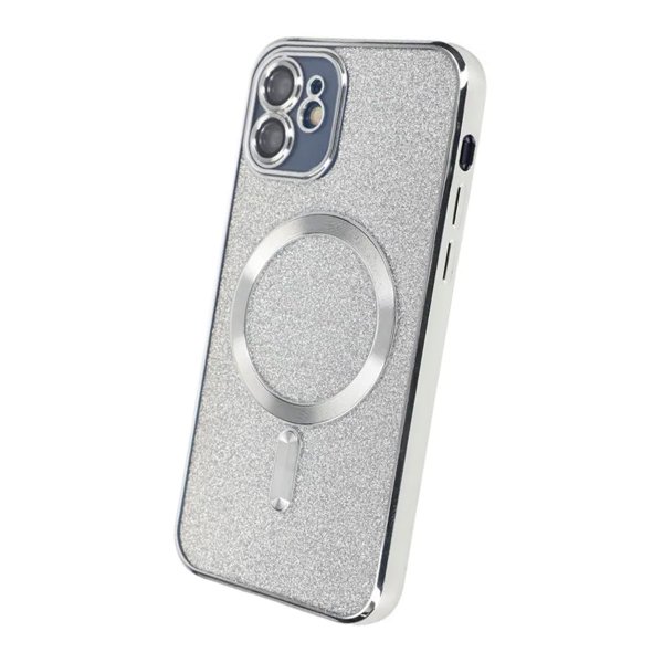 iPhone 11 Suojakuori Glitter Läpinäkyvä MagSafe Hopea