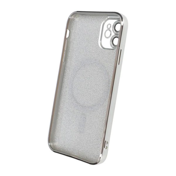 iPhone 11 Suojakuori Glitter Läpinäkyvä MagSafe Hopea