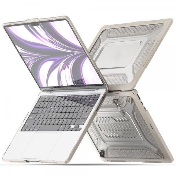 MacBook Air 13 M2 (A2681) Suojakuori Panssari Jalustatoiminnolla Beige