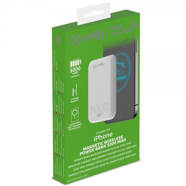 Celly Magneettinen langaton varavirtalähde 5000 mAh MagSafe