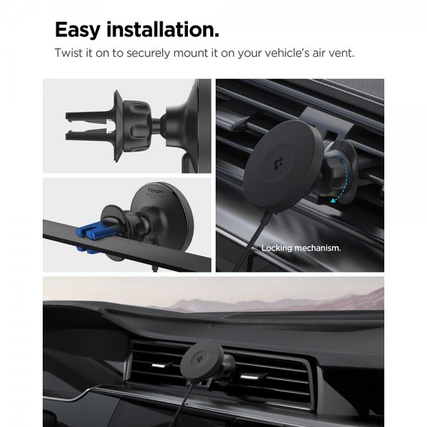 Spigen MagSafe-autoteline langattomalla latauksella OneTap Pro 4 Air Vent