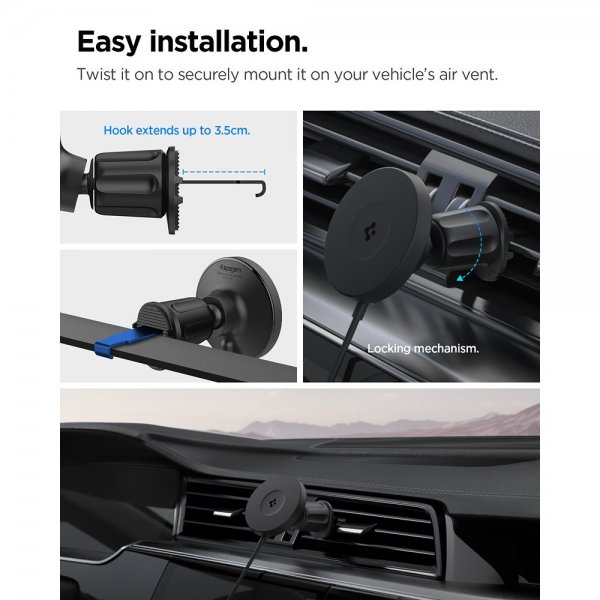 Spigen MagSafe-autoteline langattomalla latauksella OneTap Pro 4 Air Vent Hook