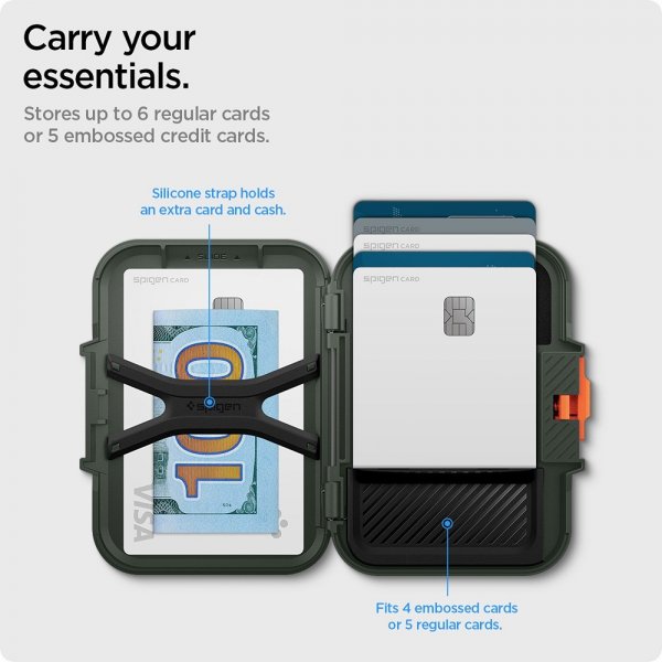 Spigen MagSafe-korttikotelo Lock Fit MagFit Military Green