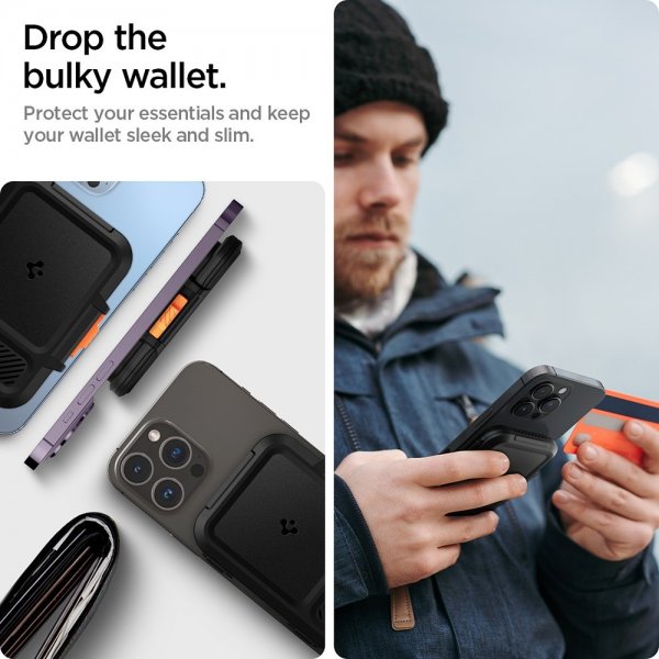 Spigen MagSafe-korttikotelo Lock Fit MagFit Musta