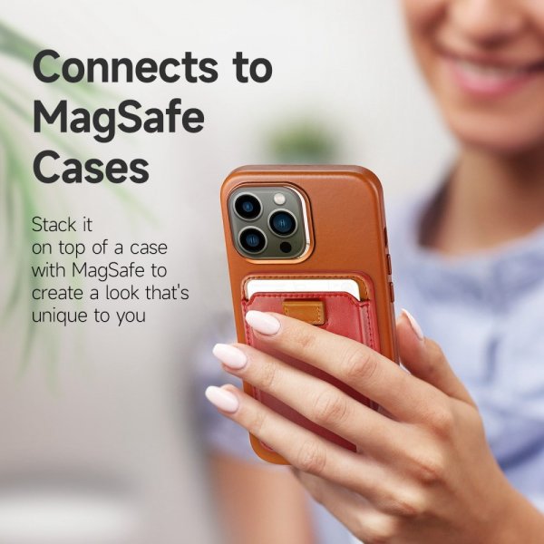 Dux Ducis MagSafe Korttikotelo Magnetic Leather Wallet Punainen
