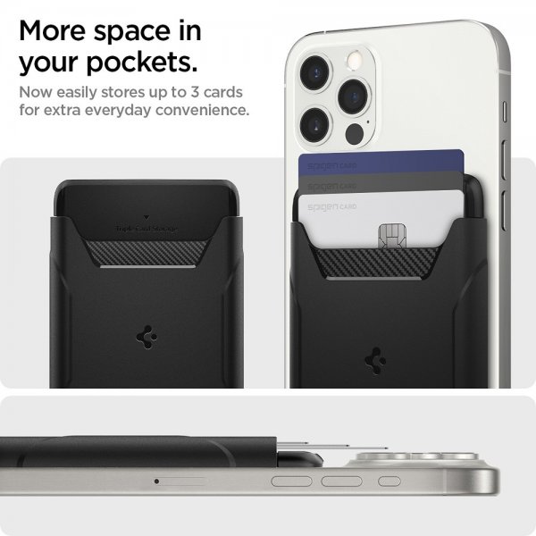 Spigen MagSafe korttikotelo Rugged Armor 3 Cards MagFit Musta