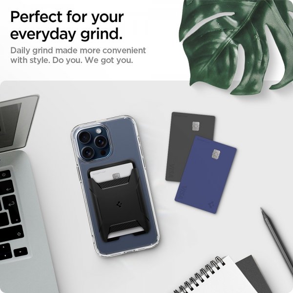 Spigen MagSafe korttikotelo Rugged Armor 3 Cards MagFit Musta