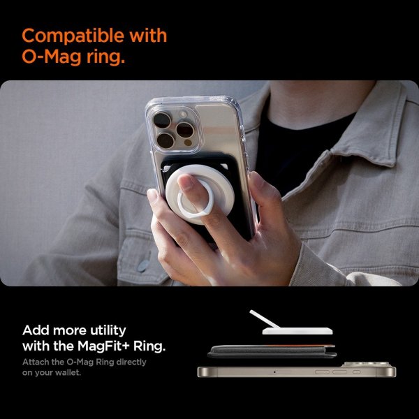Spigen MagSafe korttikotelo Valentinus 3 Cards Holder MagFit Plus Musta