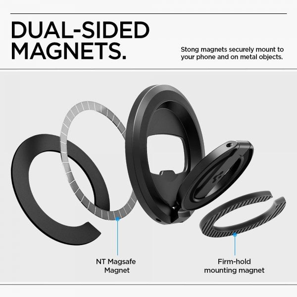 Spigen MagSafe O-Mag -puhelinteline jalustalla Mag Fit, musta