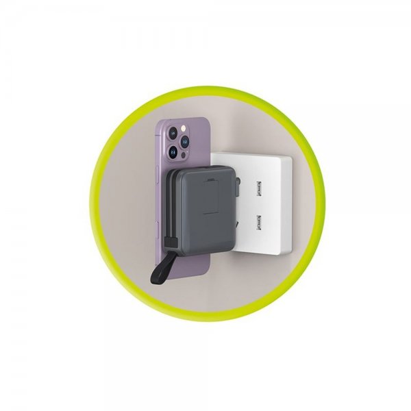 Mobile Origin MagSafe-varavirtalähde/Matkalaturi Sisäänrakennetut kaapelit/Apple Watch -lataus Harmaa
