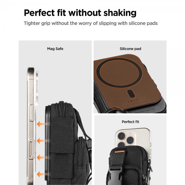 Spigen MagSafe Kotelo Kannettava Järjestäjätasku Snap Zip MagFit Musta