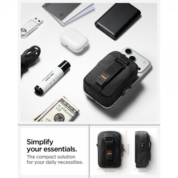 Spigen MagSafe-laukku, kannettava järjestäjäpussi, Tintap Zip MagFit, musta