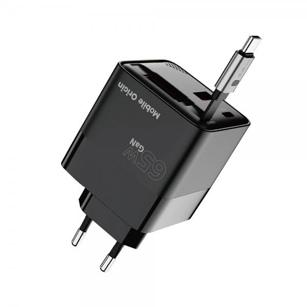 Mobile Origin -laturi näytöllä, GaN 65W, sisäänrakennettu USB-C-kaapeli
