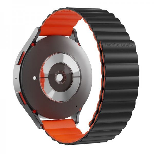 Mobile Origin Samsung Galaxy Watch 8 40/44mm/Classic 46mm ranneke Easy Strap musta-oranssi