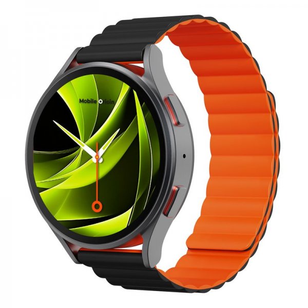 Mobile Origin Samsung Galaxy Watch 8 40/44mm/Classic 46mm ranneke Easy Strap musta-oranssi
