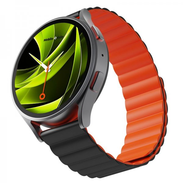Mobile Origin Samsung Galaxy Watch 8 40/44mm/Classic 46mm ranneke Easy Strap musta-oranssi