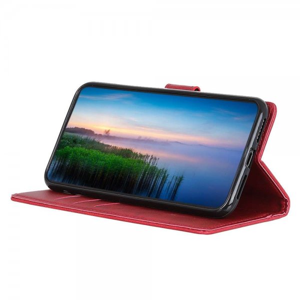 Motorola Edge 20 Lite Kotelo Nahkatekstuuri Punainen
