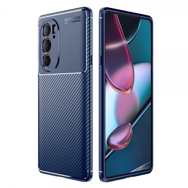 Motorola Edge 30 Pro Suojakuori Hiilikuitukuviointi Sininen