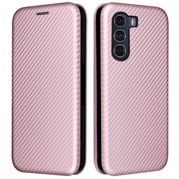 Motorola Moto G200 Hiilikuitukuvioitu suojakuori Ruusukulta