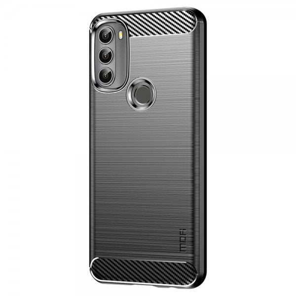 Mofi Motorola Moto G71 5G -kuori, harjattu hiilikuitukuvio, musta