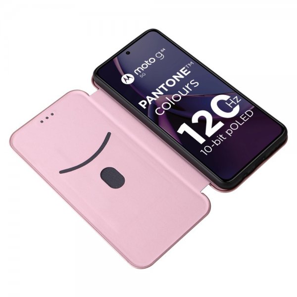 Motorola Moto G84 Hiilikuitukuvioitu Suojakuori Ruusukulta