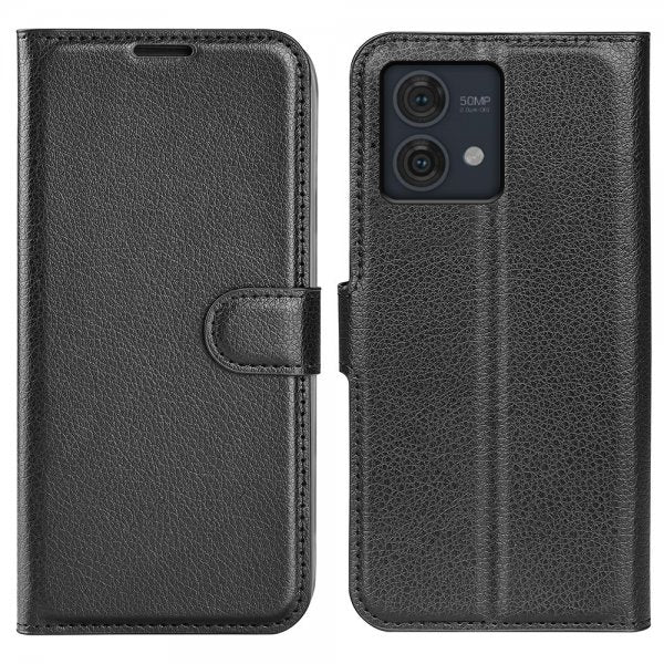 Motorola Moto G84 Litsi Nahkakotelo Musta