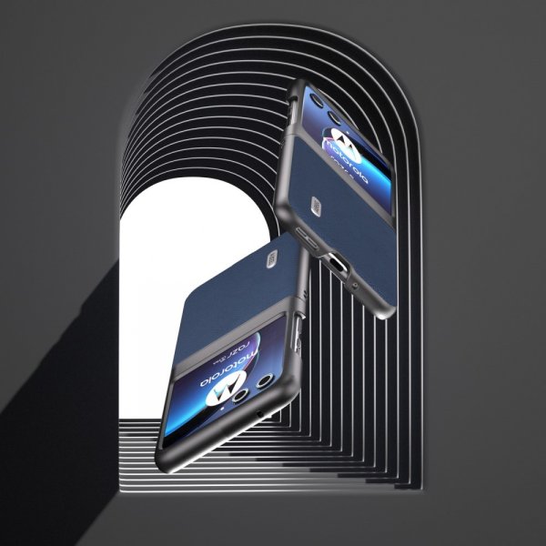 ABEEL Motorola Razr 40 Ultra Kuori Aitoa Nahkaa Sininen