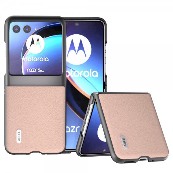 ABEEL Motorola Razr 40 Ultra Kuori Aito Nahka Pinkki