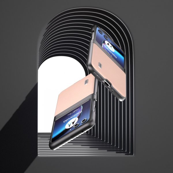 ABEEL Motorola Razr 40 Ultra Kuori Aito Nahka Pinkki