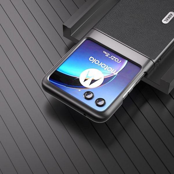 ABEEL Motorola Razr 40 Ultra Kuori Aitoa Nahkaa Musta