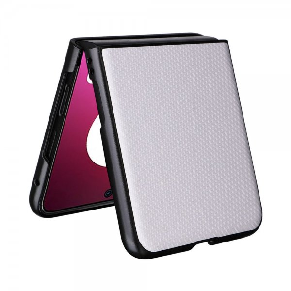 Motorola Razr 40 Ultra Kuori Hiilikuitukuvio Valkoinen