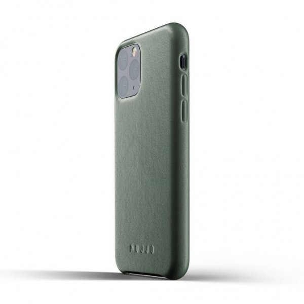 Mujjo iPhone 11 Pro -suojakuori, täysnahkainen, Slate Green