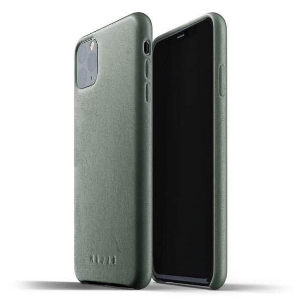 Mujjo iPhone 11 Pro Max -kuori, täysnahkainen, Slate Green