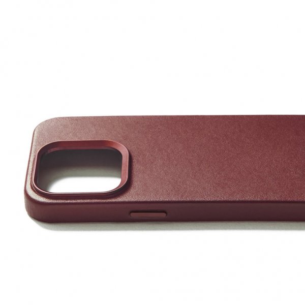 Mujjo iPhone 15 Pro -kokonahkakuori MagSafe Burgundy