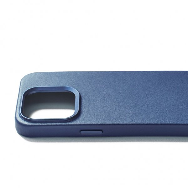 Mujjo iPhone 15 Pro -suojakuori, täysnahkainen, MagSafe, Monaco Blue