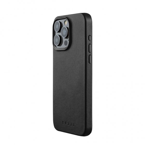 Mujjo iPhone 15 Pro Max Kuori Täysnahkainen Kotelo MagSafe Musta