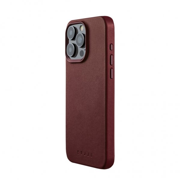 Mujjo iPhone 15 Pro Max Kuori Täysnahkainen Suojakotelo MagSafe Burgundy