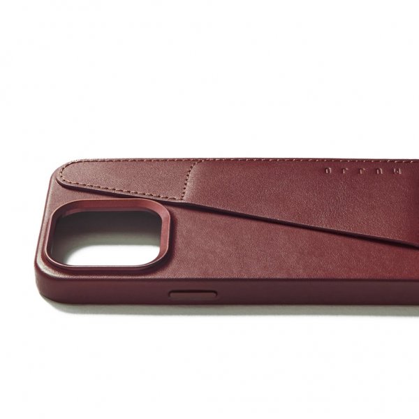 Mujjo iPhone 15 Pro Max Kuori Full Leather Wallet Case MagSafe Burgundy