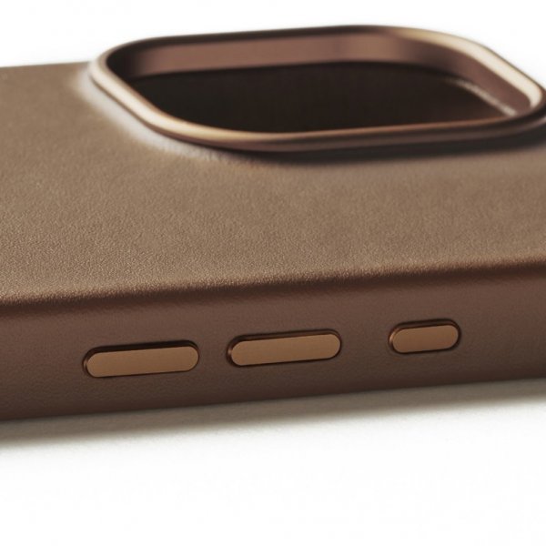 Mujjo iPhone 16 -suojakuori, täysnahka, Dark Tan
