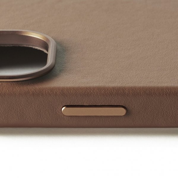 Mujjo iPhone 16 -suojakuori, täysnahka, Dark Tan